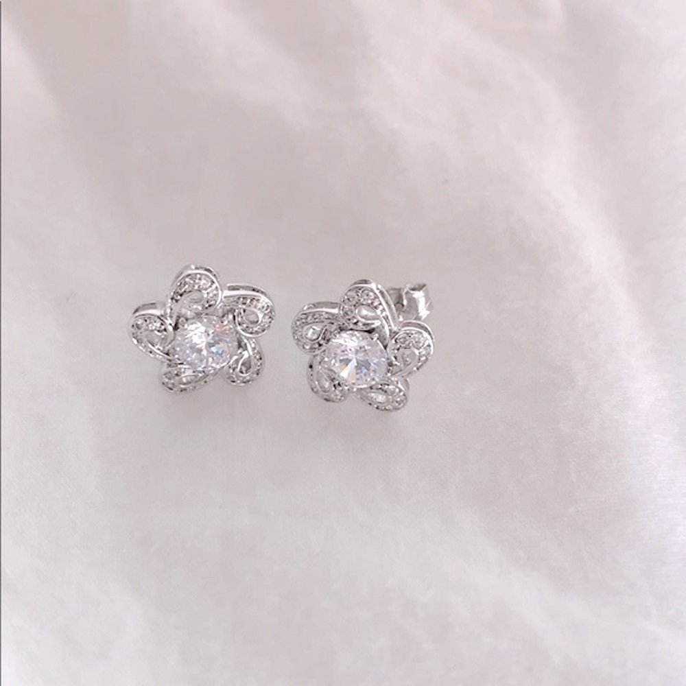 Genuine 925 silver and CZ stud earrings